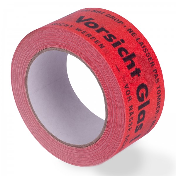 72 Rollen Papier-Klebeband "Vorsicht Glas" nachhaltig Paketband Packband 50mm x 50m 135my braun / ro