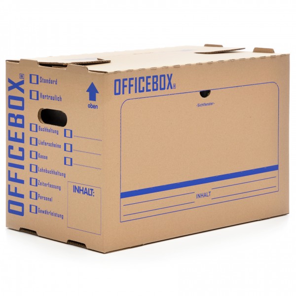 20 x Officebox® Archivbox Officebox Ordnerkarton Archivkarton mit Sichtfenster braun