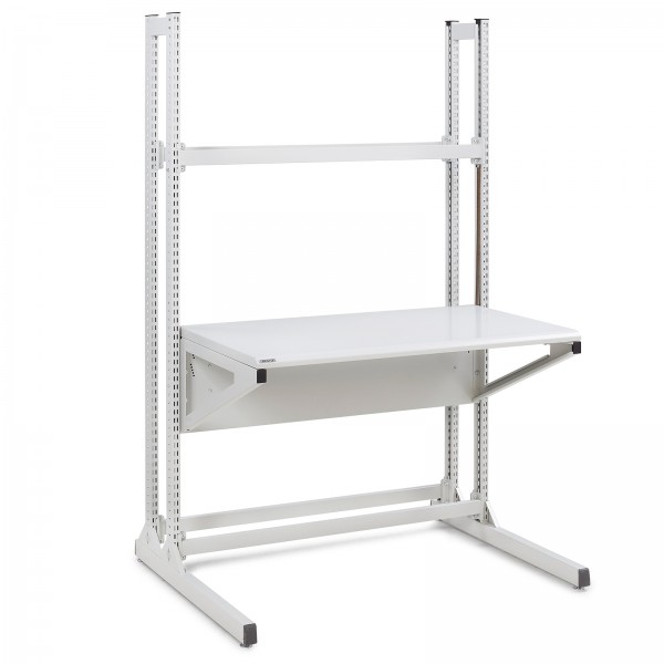 Arbeitstisch 115 x 70 x 193 cm Packtisch Stahl höhenverstellbar Packtisch Federmechanismus Grau