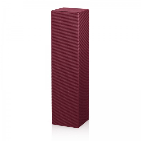 500 x Faltschachtel für 1 Flasche 90x90x355 mm offene Welle Rot Bordeaux