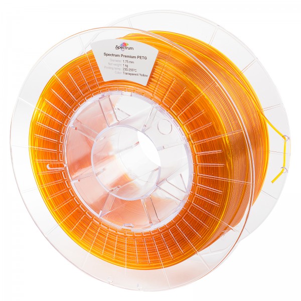 1 x Spectrum® 3D Drucker 1,75mm Premium PET-G Filament 1,0 kg Spule Rolle Transparent Gelb