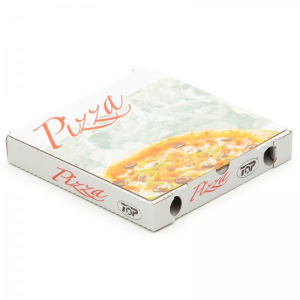 400 Pizzakartons 200 x 200 x 30 mm Pizzaschachteln Motiv Verpackungen weiß
